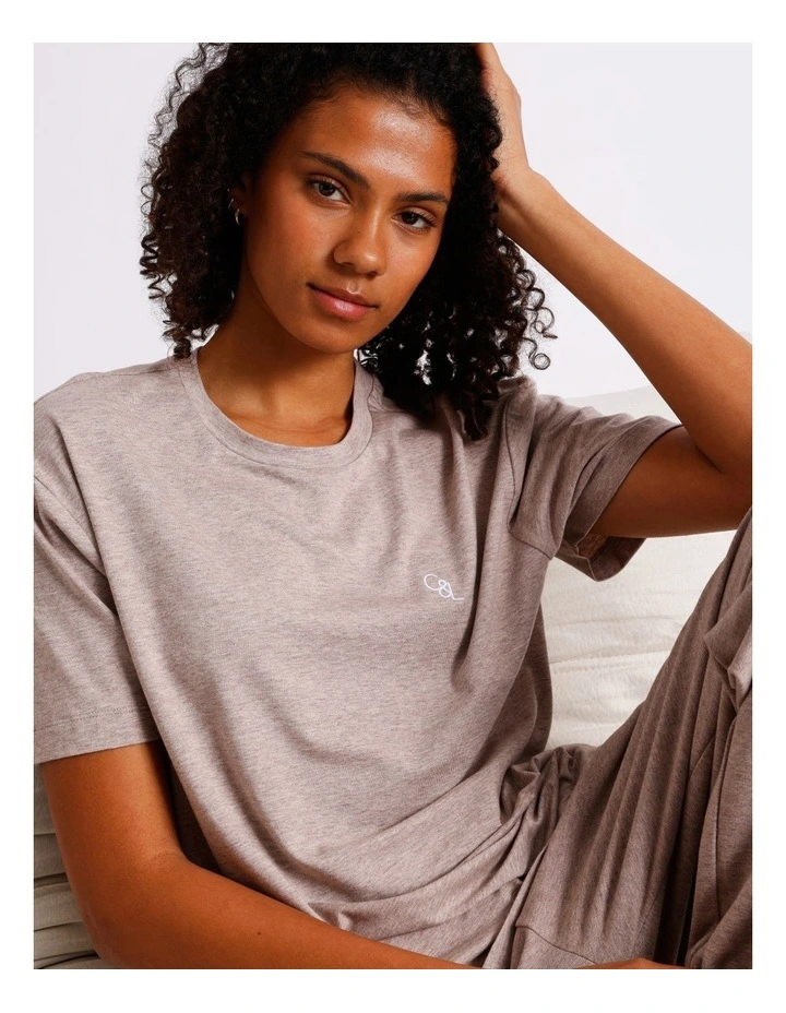 Loungewear Relaxed Boxy T-Shirt in Malt Marle image 2