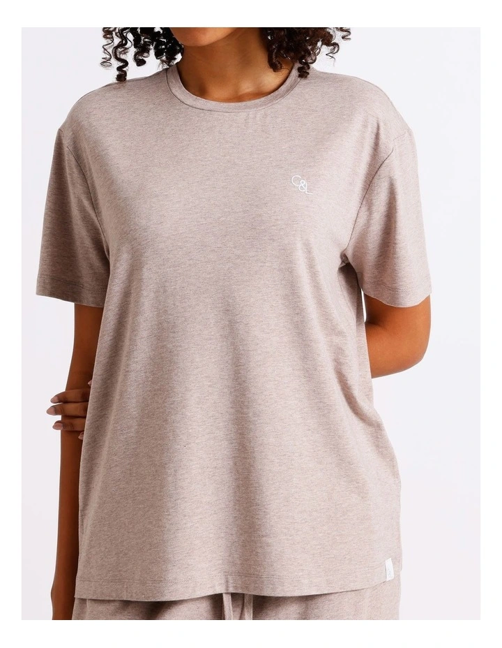 Loungewear Relaxed Boxy T-Shirt in Malt Marle image 6