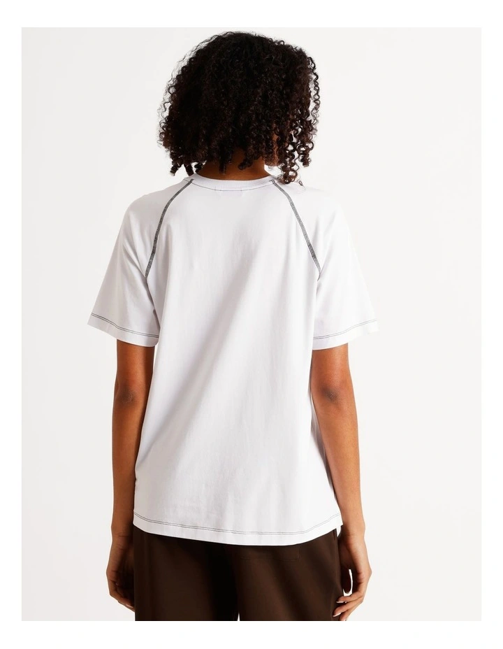 Loungewear Contrast Raglan T-Shirt in White image 5