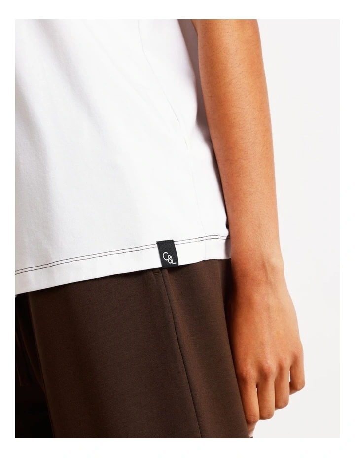 Loungewear Contrast Raglan T-Shirt in White image 6