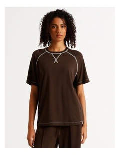 Loungewear Contrast Raglan T-Shirt in Chocolate