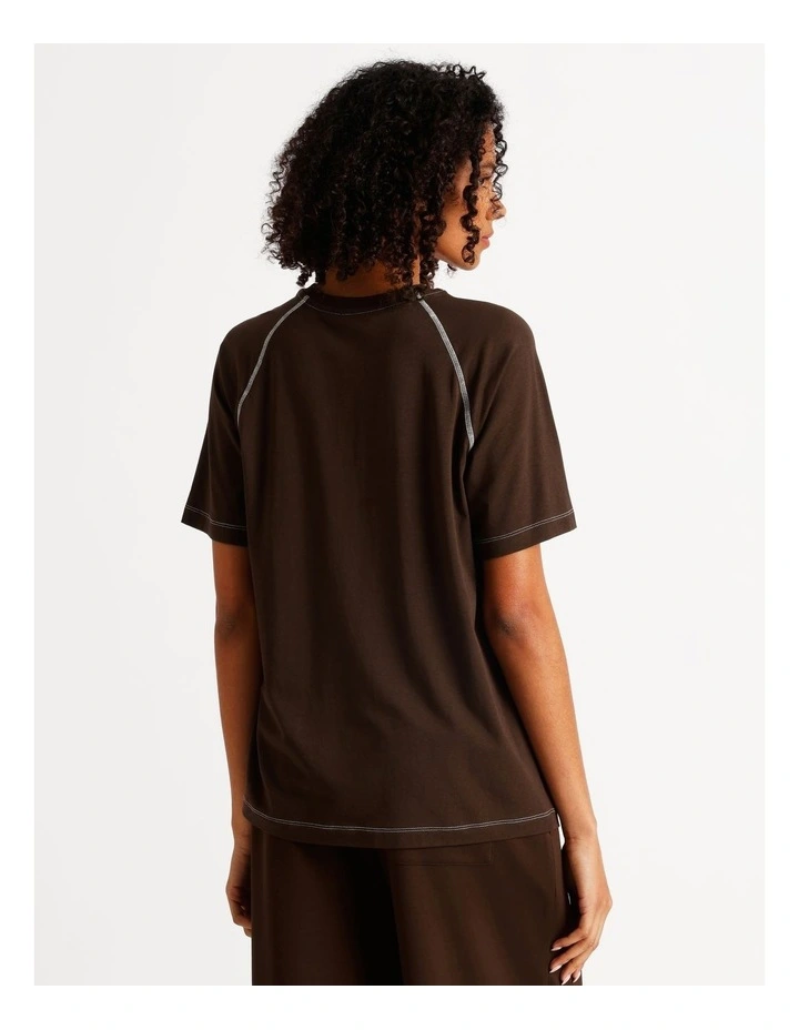 Loungewear Contrast Raglan T-Shirt in Chocolate image 5