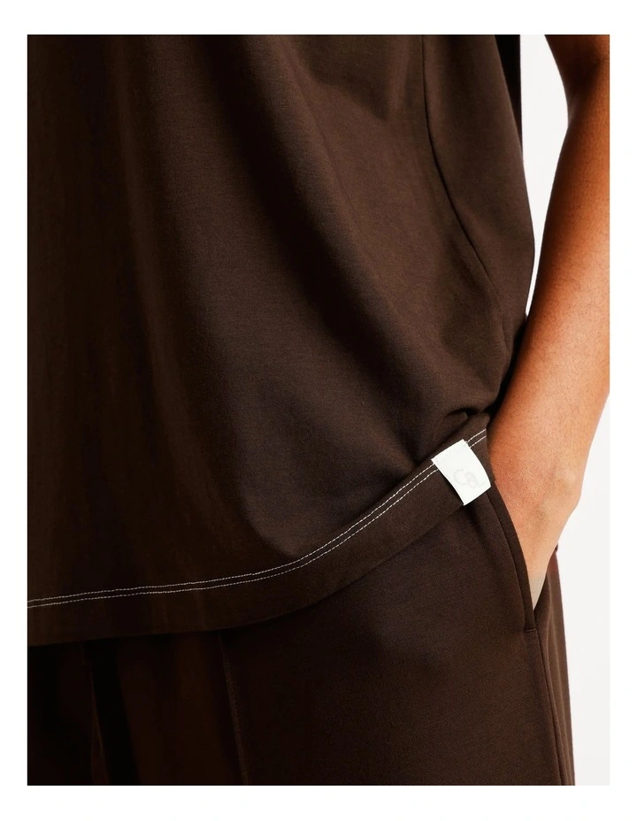 Loungewear Contrast Raglan T-Shirt in Chocolate image 6