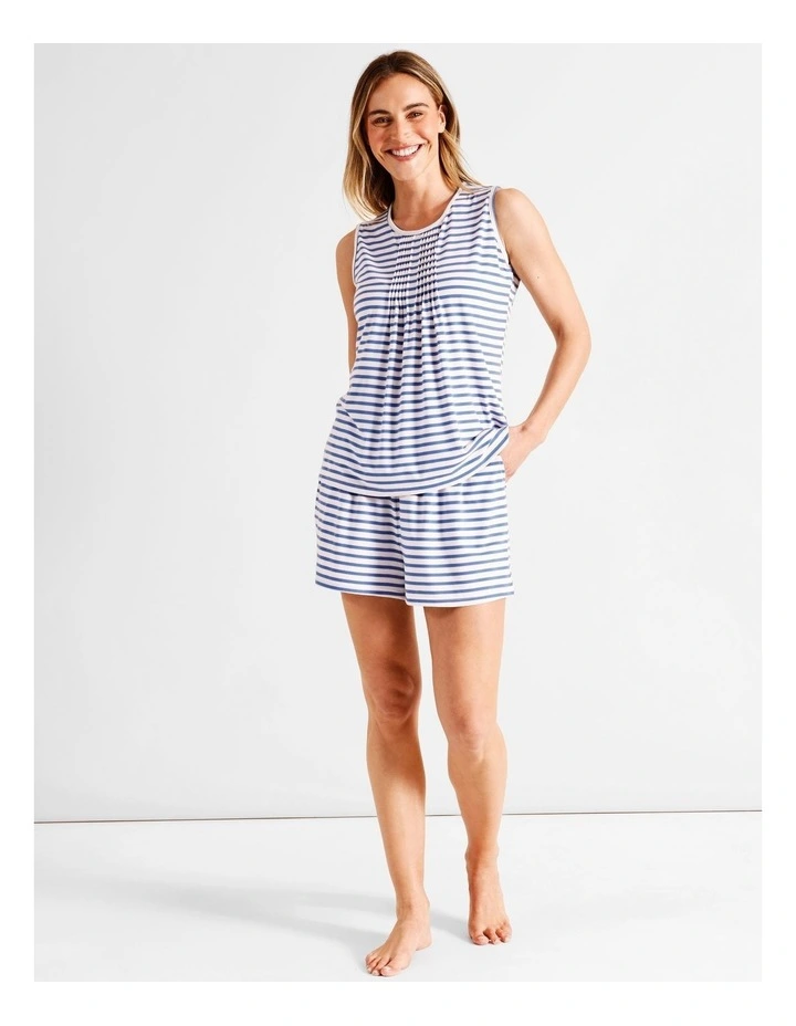 Everyday PVE Sleeveless PJ Set in Blue Stripe Print image 1