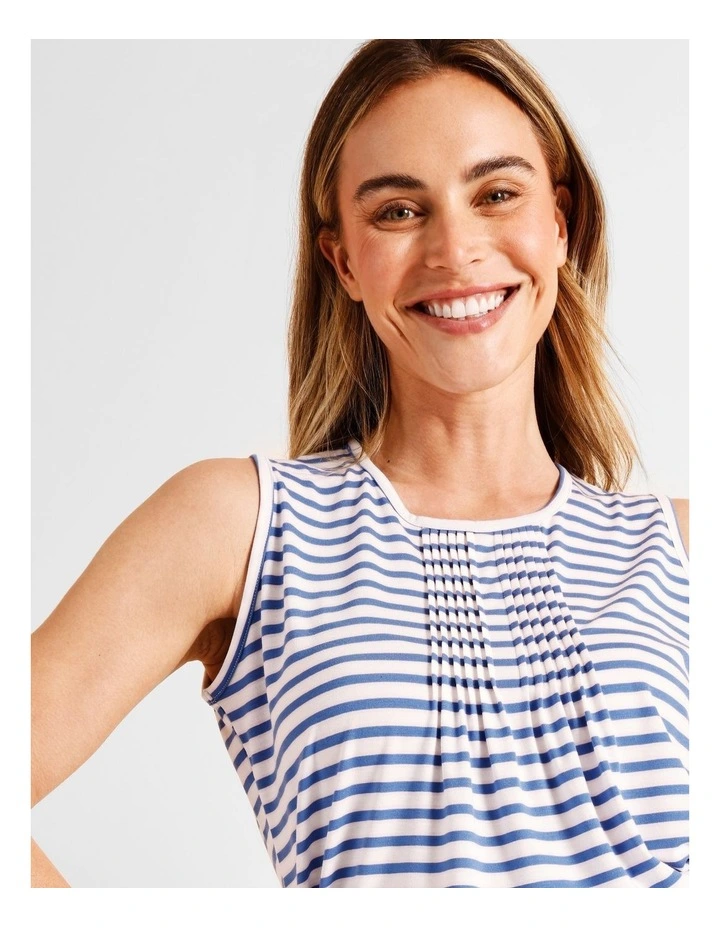 Everyday PVE Sleeveless PJ Set in Blue Stripe Print image 4