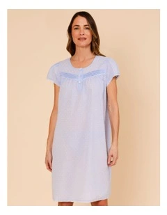 Timeless Clipdot Short Sleeve Nightie in Soft Blue