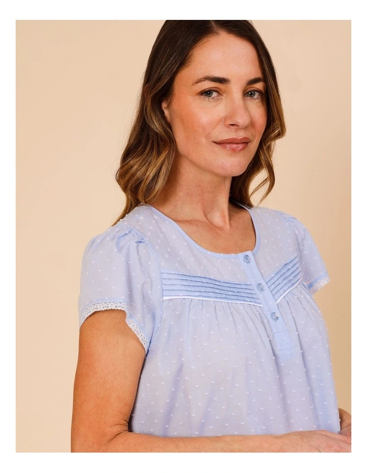 Timeless Clipdot Short Sleeve Nightie in Soft Blue image 2