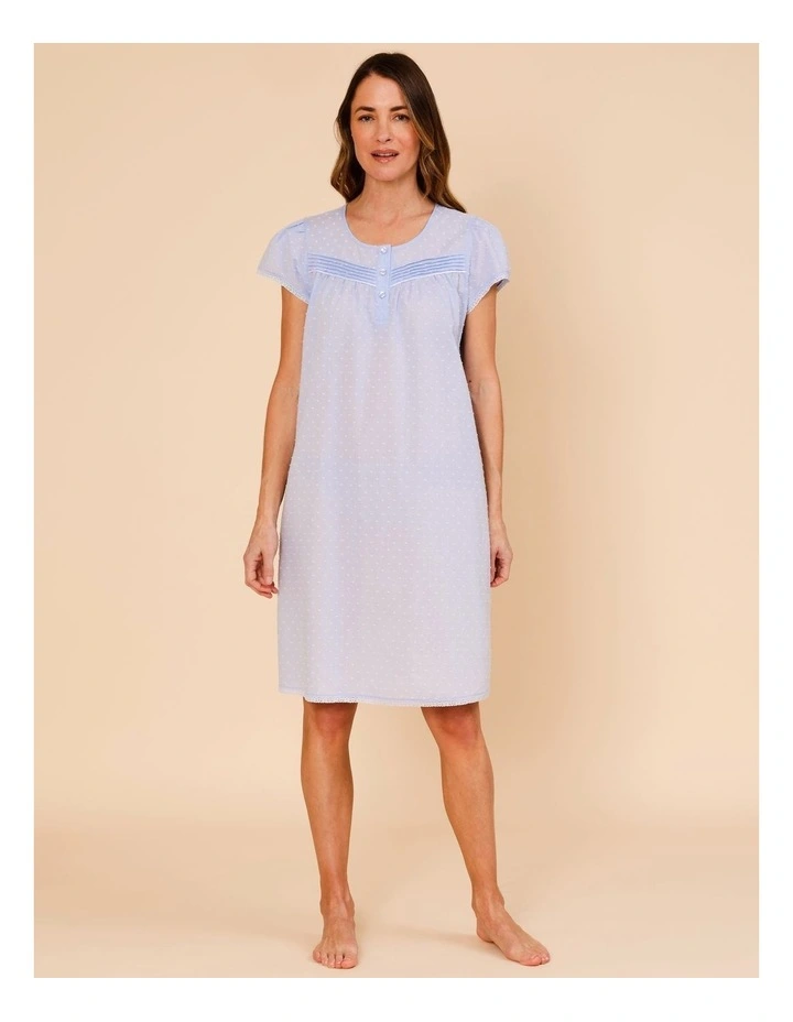 Timeless Clipdot Short Sleeve Nightie in Soft Blue image 3