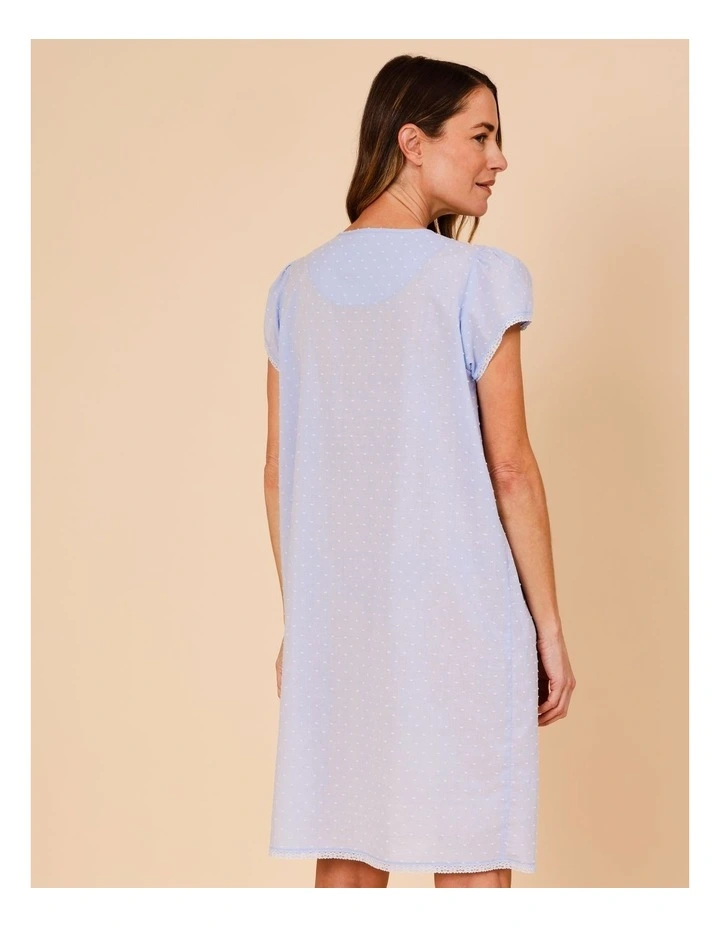 Timeless Clipdot Short Sleeve Nightie in Soft Blue image 4