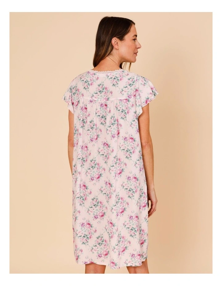 Timeless Woven Flutter Sleeve Nightie in Pink Floral Print image 4