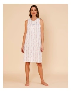 Timeless Knit Sleeveless Nightie in Wallpaper Floral Print