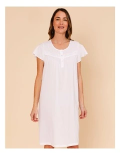 Timeless Seersucker Flutter Nightie in White