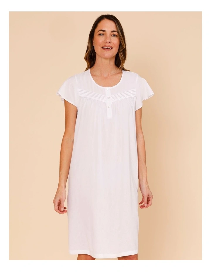 Timeless Seersucker Flutter Nightie in White image 1