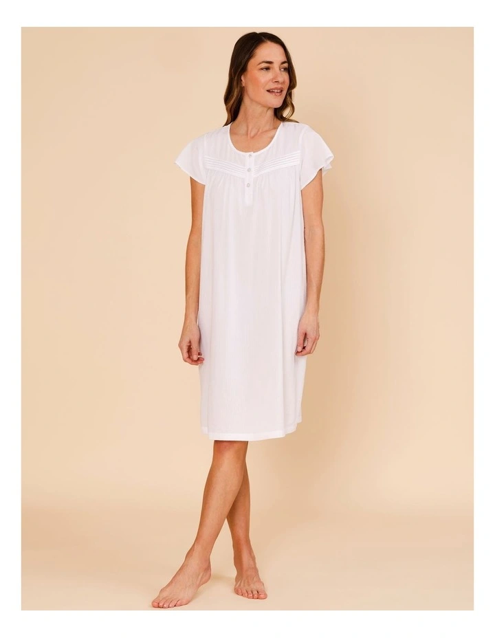 Timeless Seersucker Flutter Nightie in White image 2