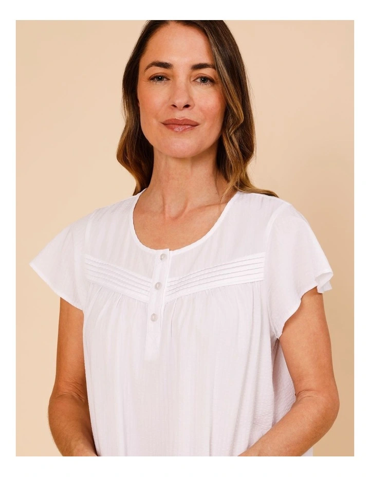 Timeless Seersucker Flutter Nightie in White image 3
