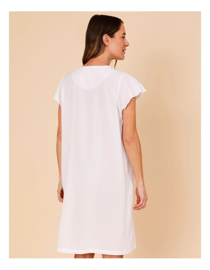 Timeless Seersucker Flutter Nightie in White image 4