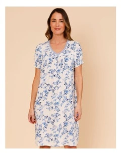 Timeless Woven Puff Sleeve Nightie in Winding Floral Print