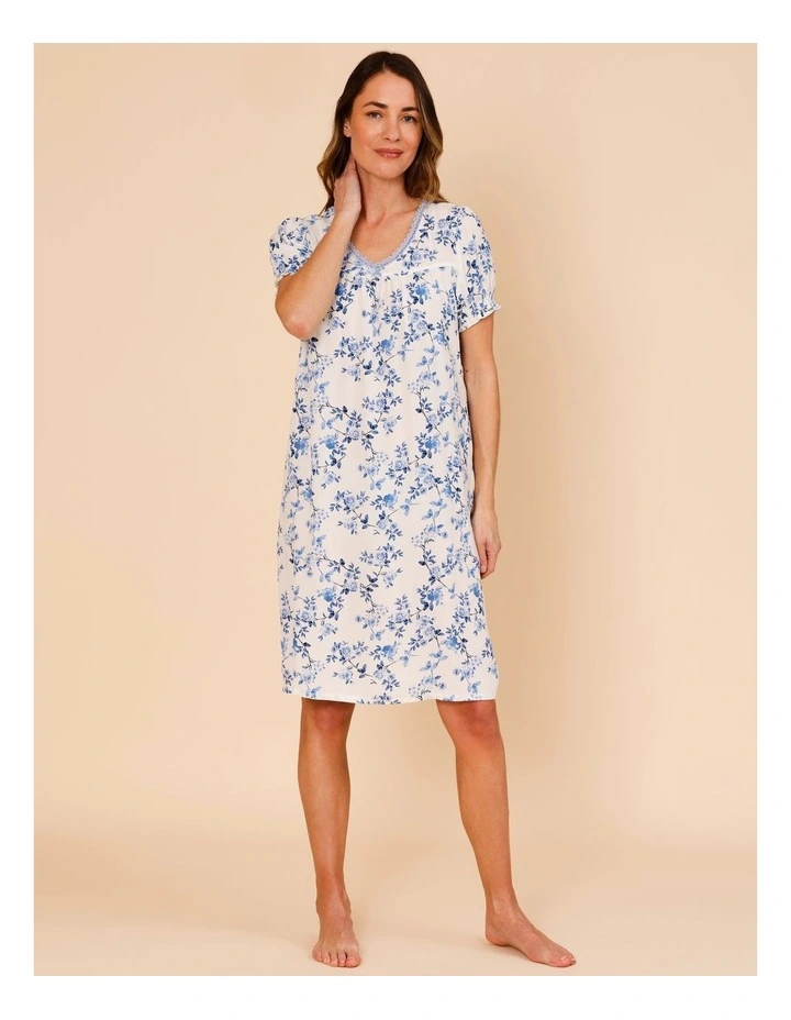Timeless Woven Puff Sleeve Nightie in Winding Floral Print image 2
