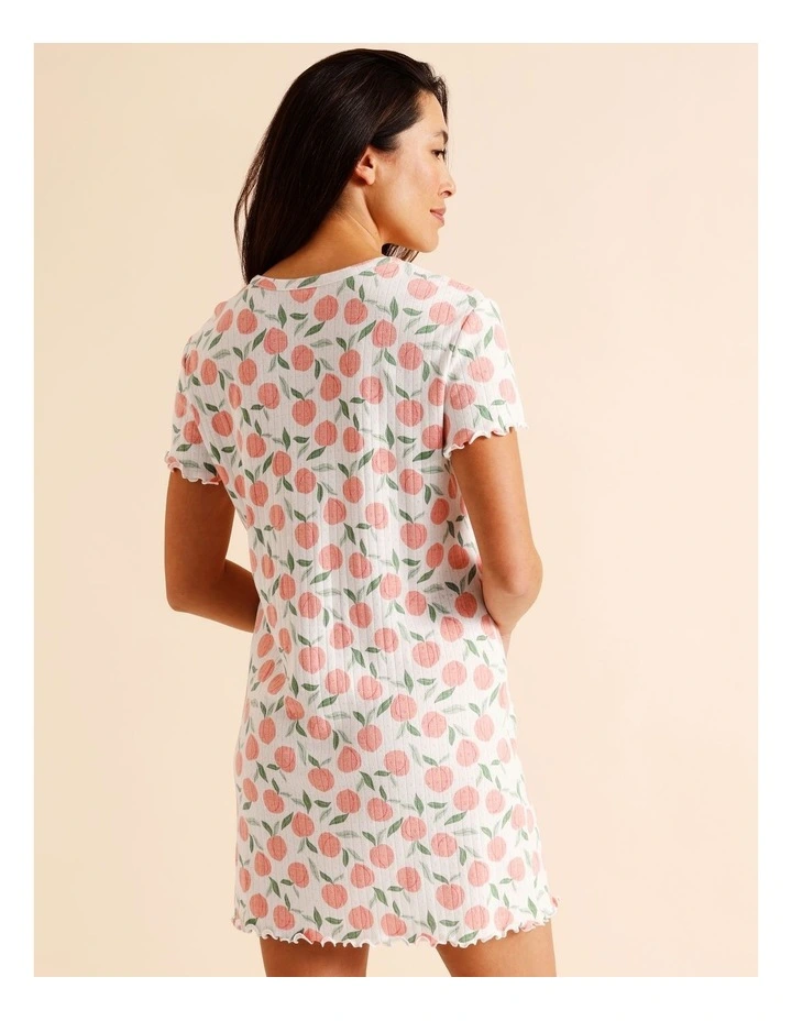 Everyday Fluted Edge Short Sleeve Nightie in Peach Print image 5