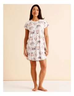 Everyday PVE Short Sleeve Nightie in Picnic Cats Print