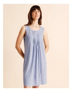 Everyday PVE Sleeveless Pintuck Nightie in Blue Stripe Print