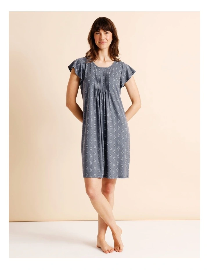 Everyday PVE Flutter Sleeve Nightie in Grey Tile Print image 2
