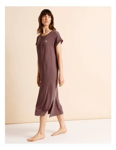 Everyday PVE Short Sleeve Midi Nightie in Taupe