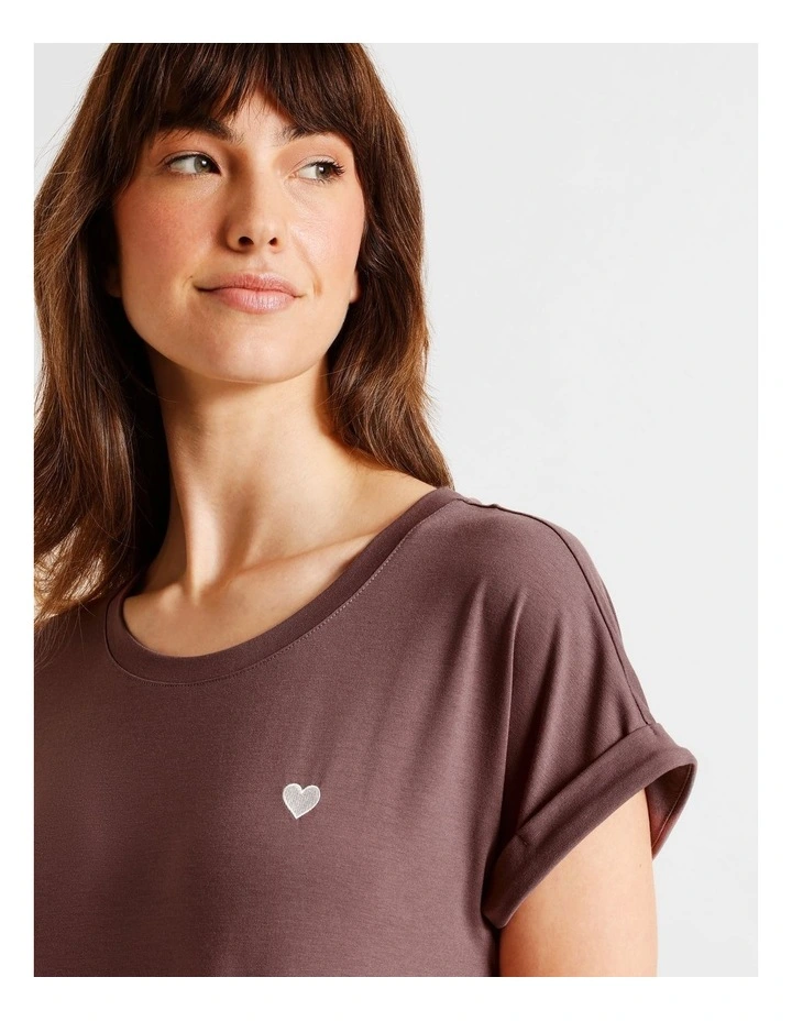 Everyday PVE Short Sleeve Midi Nightie in Taupe image 3