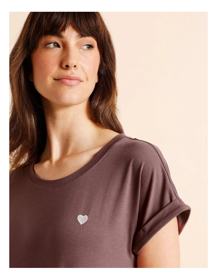 Everyday PVE Short Sleeve Midi Nightie in Taupe image 3