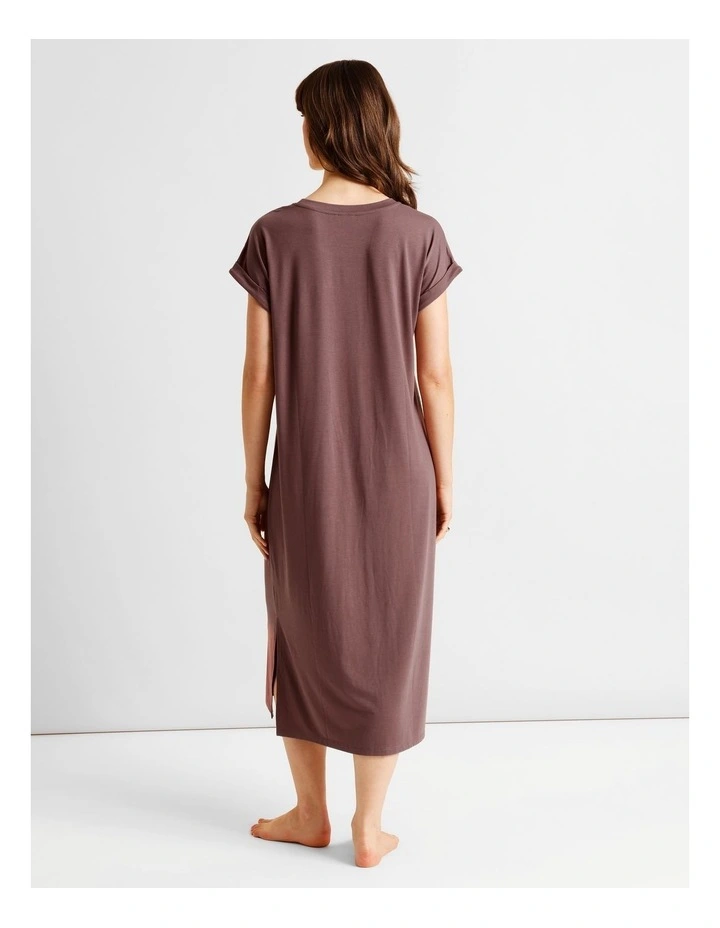 Everyday PVE Short Sleeve Midi Nightie in Taupe image 4