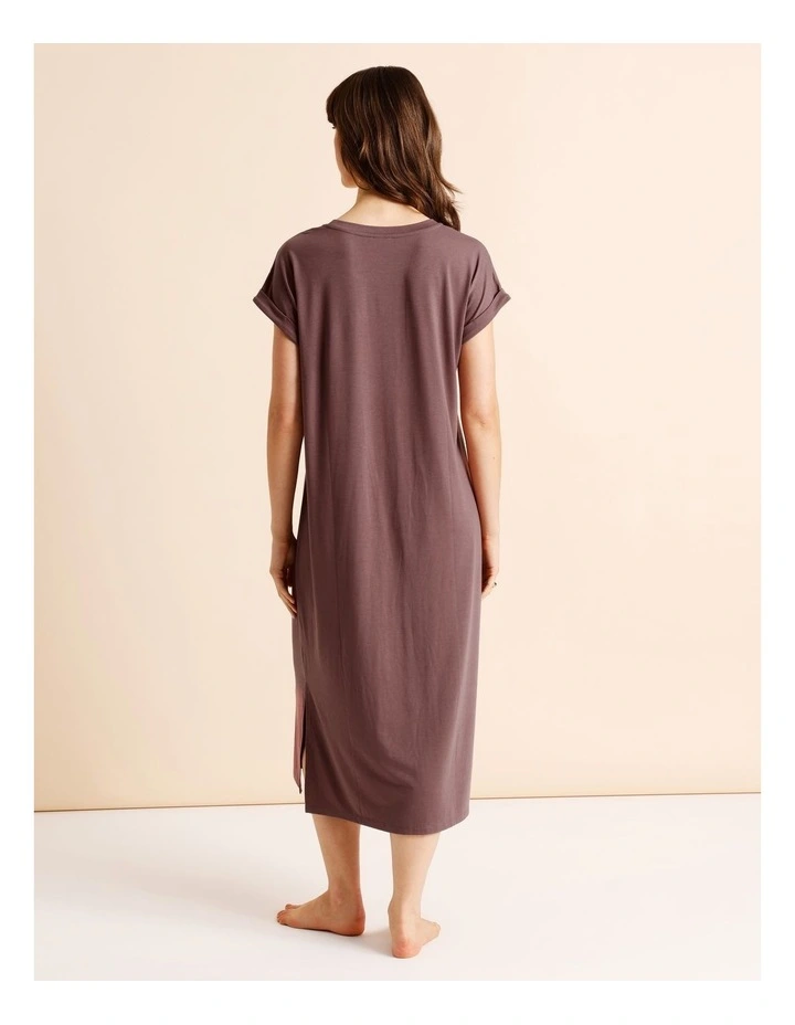 Everyday PVE Short Sleeve Midi Nightie in Taupe image 4
