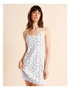 Everyday Pointelle Chemise in White Floral Ditsy Print
