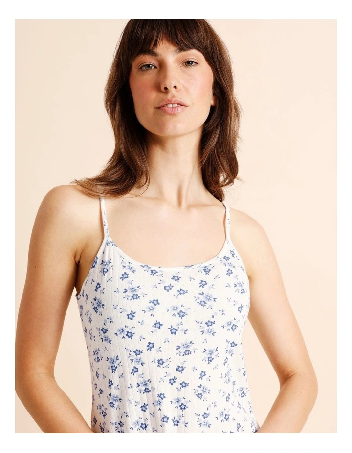 Everyday Pointelle Chemise in White Floral Ditsy Print image 2