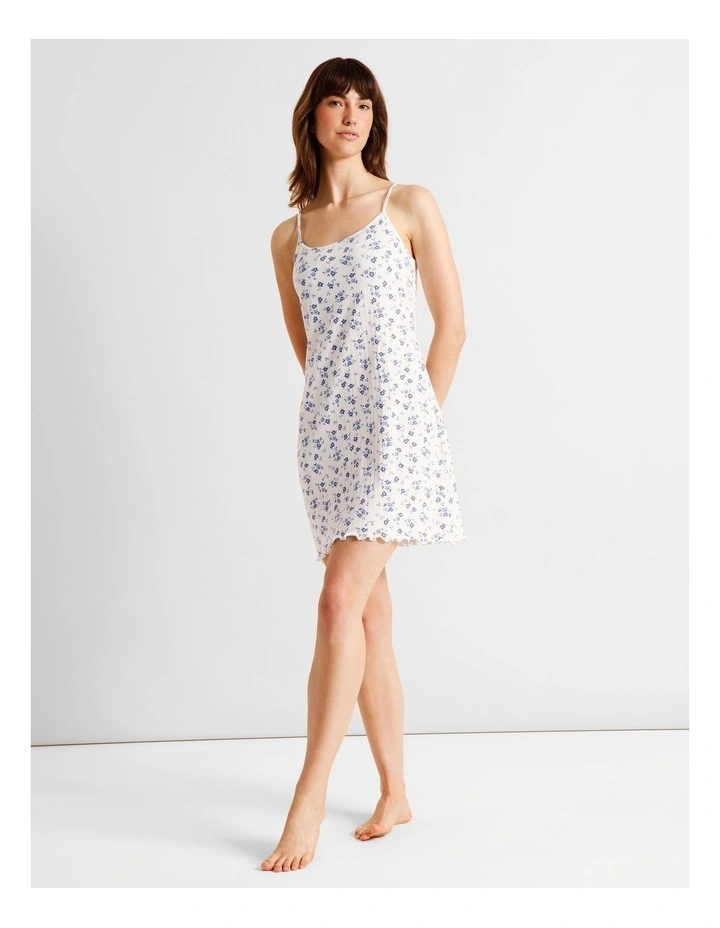 Everyday Pointelle Chemise in White Floral Ditsy Print image 3