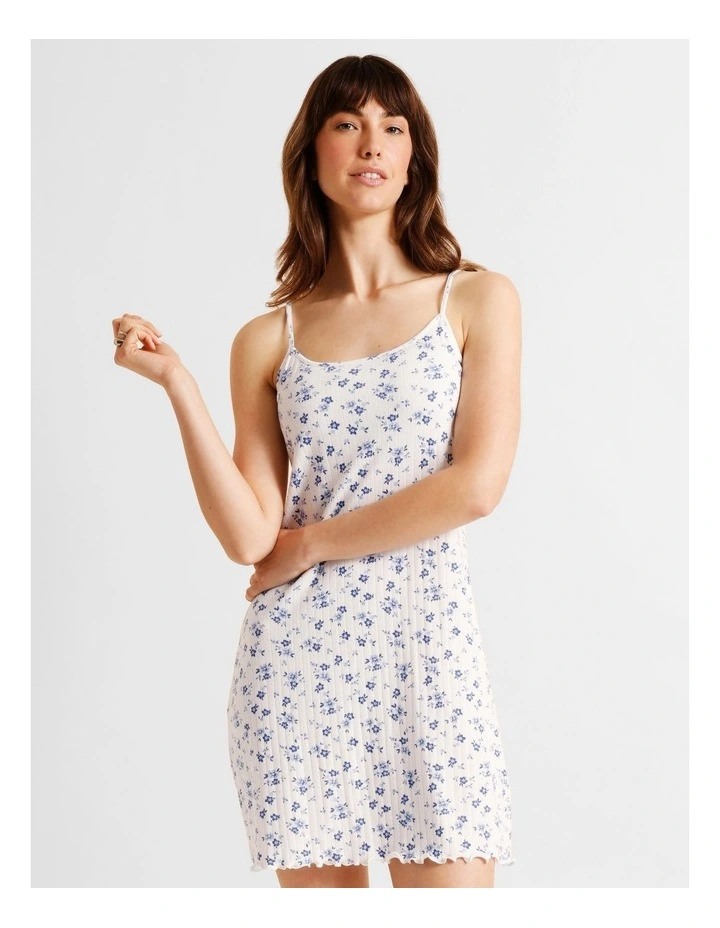 Everyday Pointelle Chemise in White Floral Ditsy Print image 4