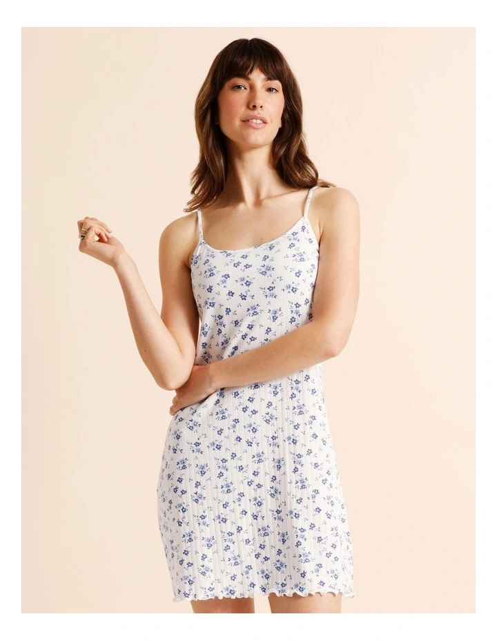 Everyday Pointelle Chemise in White Floral Ditsy Print image 4