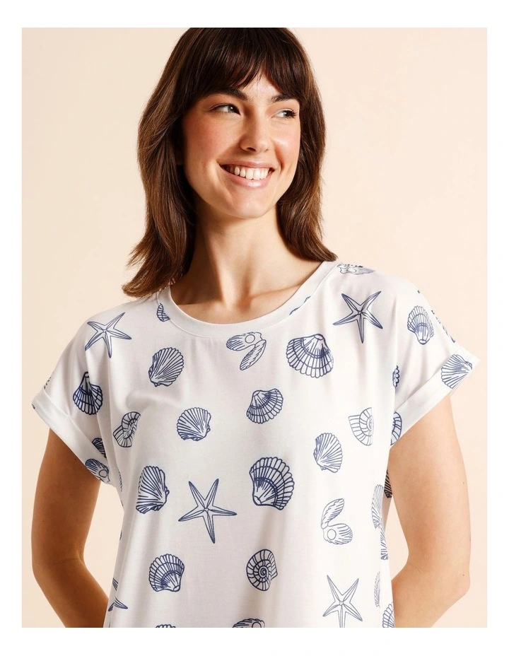 Everyday PVE Short Sleeve Nightie in Seashells Print image 3