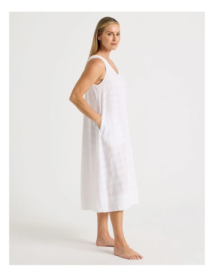 Seersucker Midi Nightie in White image 2
