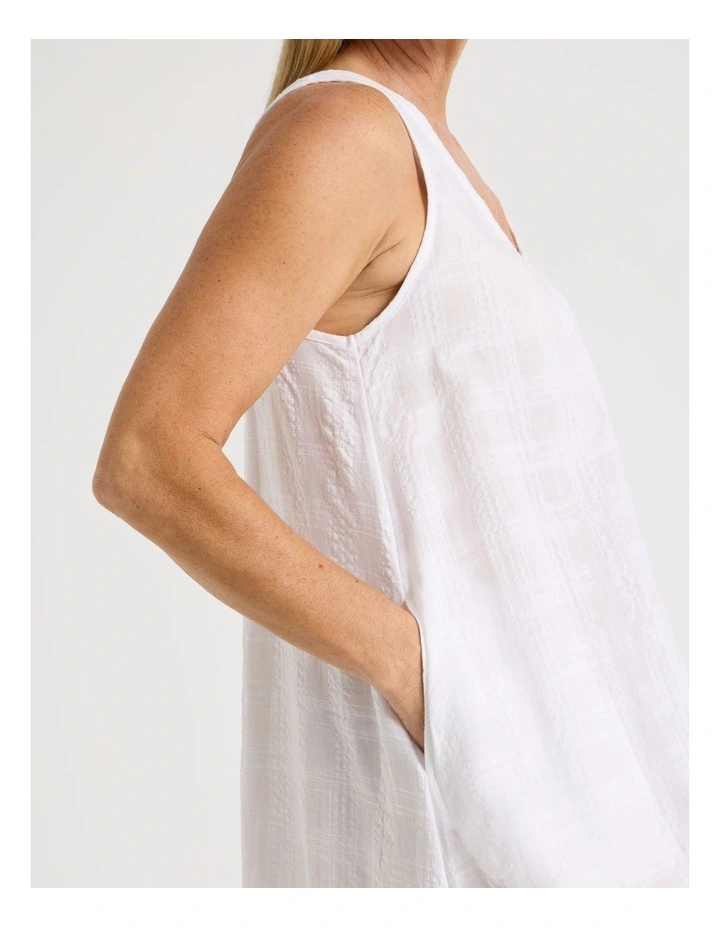 Seersucker Midi Nightie in White image 3
