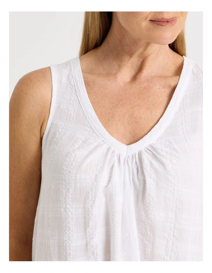 Seersucker Midi Nightie in White image 4