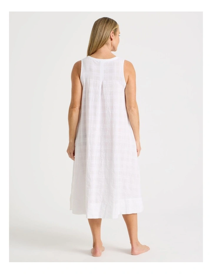 Seersucker Midi Nightie in White image 5