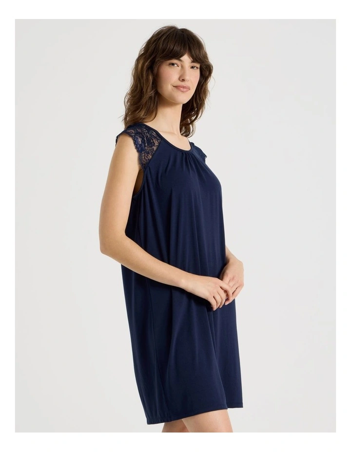 Lace Short Sleeve Nightie in Navy image 3