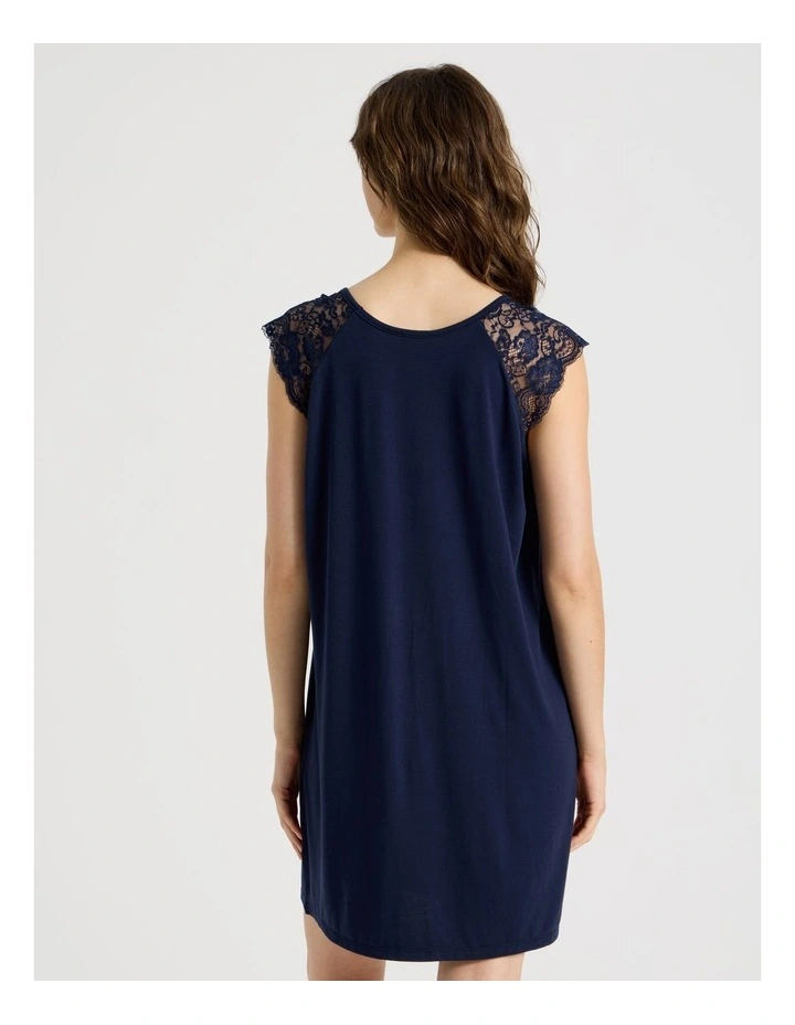 Lace Short Sleeve Nightie in Navy image 7