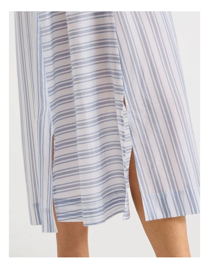 Woven Sleeveless Striped Long Nightie in Winter image 3