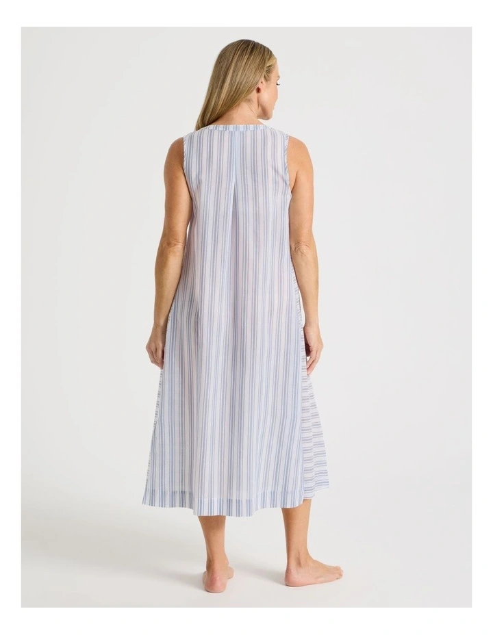 Woven Sleeveless Striped Long Nightie in Winter image 4