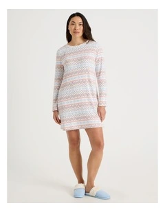 Long Sleeve Nightie in Winter Farisle Print