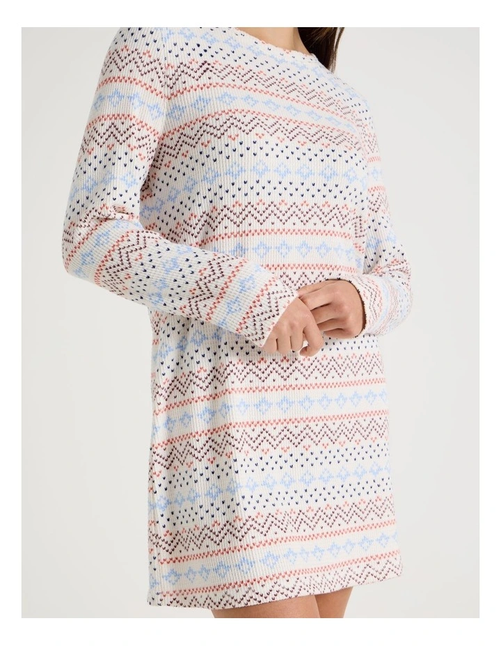 Long Sleeve Nightie in Winter Farisle Print image 3