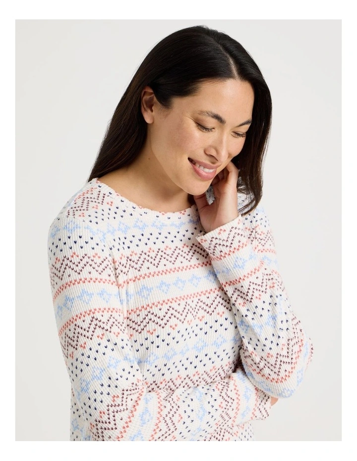 Long Sleeve Nightie in Winter Farisle Print image 4