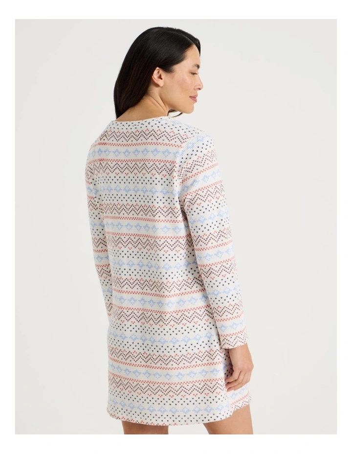Long Sleeve Nightie in Winter Farisle Print image 5