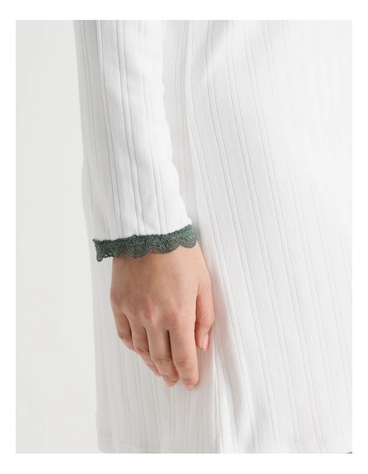 Cosy Winter Pointelle Long Sleeve Nightie in Ivory image 4